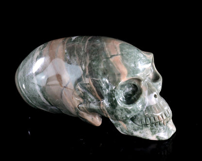 Nicedony 3.9” Jiulong Jade Hand Carved Elongated Mayan Alien Skull - View 4