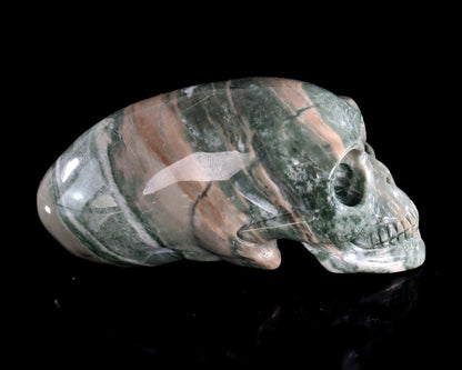 Nicedony 3.9” Jiulong Jade Hand Carved Elongated Mayan Alien Skull - View 5