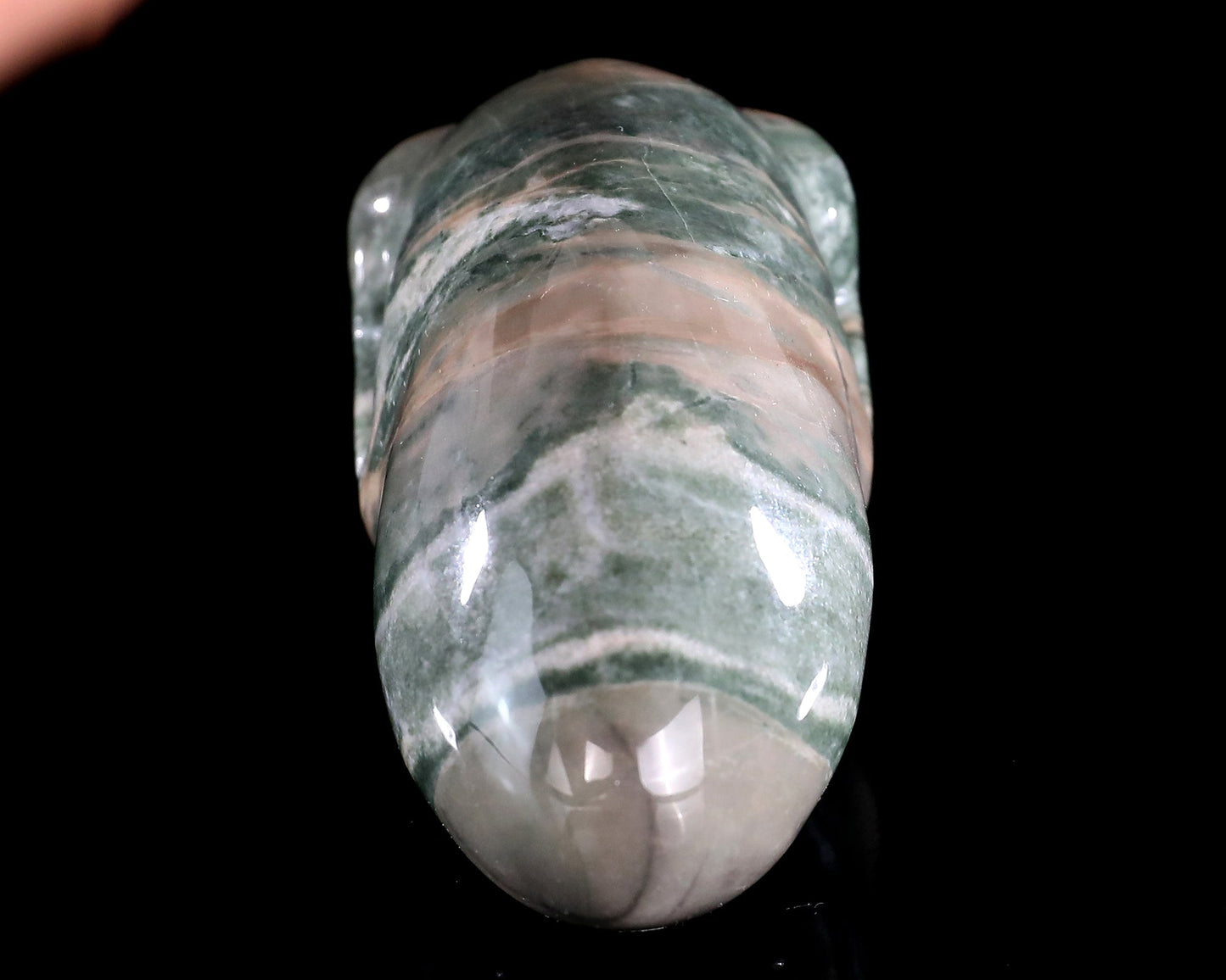 Nicedony 3.9” Jiulong Jade Hand Carved Elongated Mayan Alien Skull - View 6
