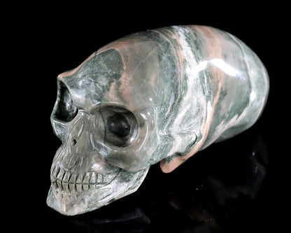 Nicedony 3.9” Jiulong Jade Hand Carved Elongated Mayan Alien Skull - #3100888