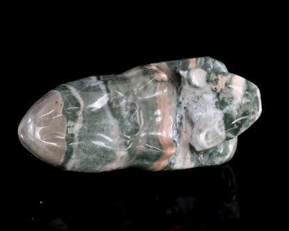 Nicedony 3.9” Jiulong Jade Hand Carved Elongated Mayan Alien Skull - View 10