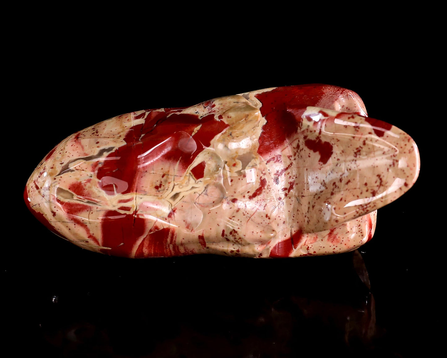 Nicedony 3.9” Red Jasper Hand Carved Elongated Mayan Alien Skull - View 10