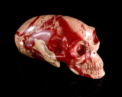 Nicedony 3.9” Red Jasper Hand Carved Elongated Mayan Alien Skull - View 4