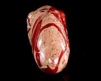 Nicedony 3.9” Red Jasper Hand Carved Elongated Mayan Alien Skull - View 6