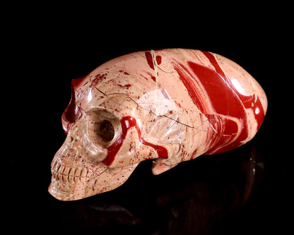 Nicedony 3.9” Red Jasper Hand Carved Elongated Mayan Alien Skull - View 8