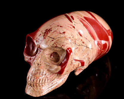 Nicedony 3.9” Red Jasper Hand Carved Elongated Mayan Alien Skull - View 9