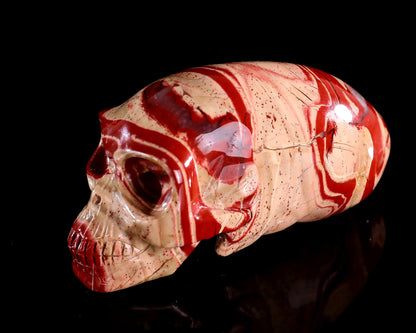 Nicedony 3.9” Red Jasper Hand Carved Elongated Mayan Alien Skull - View 21