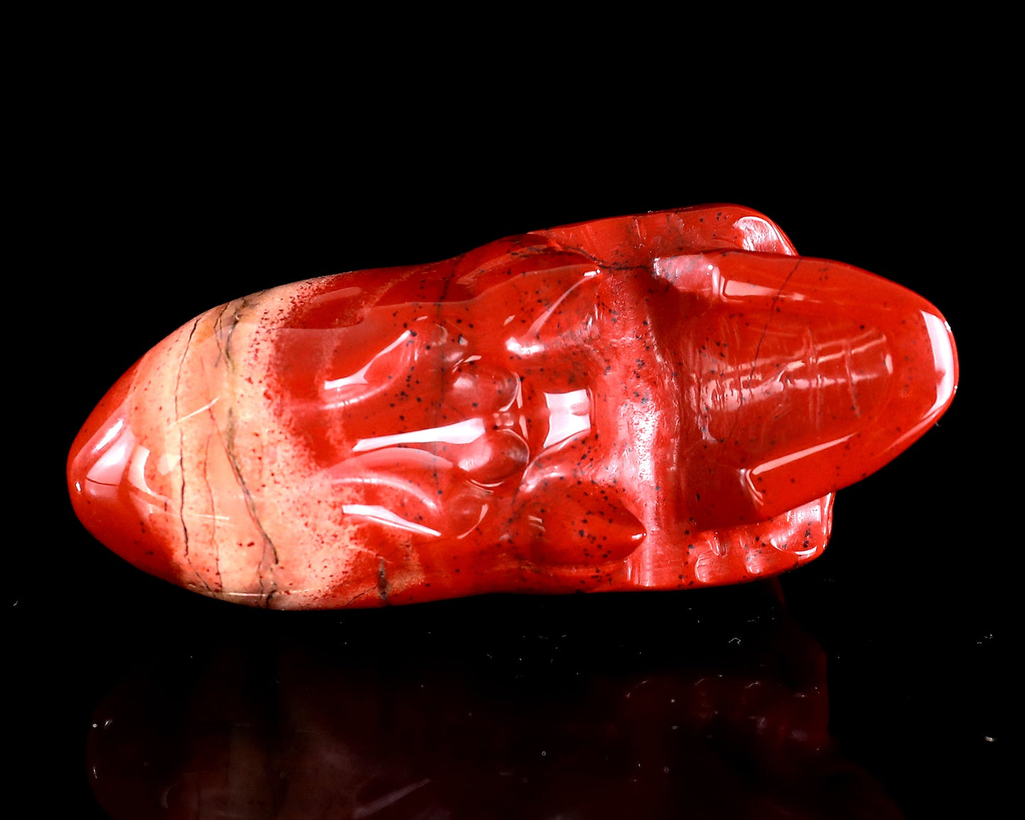 Nicedony 3.9” Red Jasper Hand Carved Elongated Mayan Alien Skull - View 20
