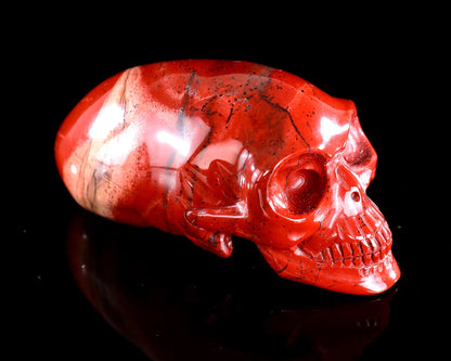 Nicedony 3.9” Red Jasper Hand Carved Elongated Mayan Alien Skull - View 14