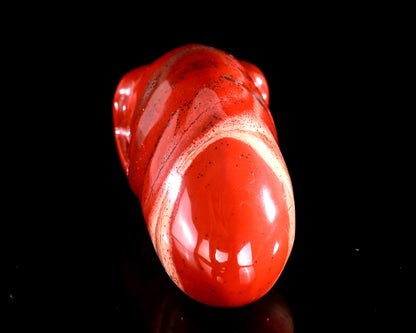 Nicedony 3.9” Red Jasper Hand Carved Elongated Mayan Alien Skull - View 16