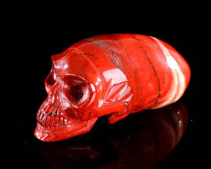 Nicedony 3.9” Red Jasper Hand Carved Elongated Mayan Alien Skull - View 11