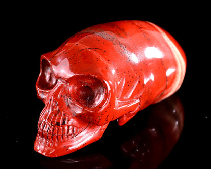 Nicedony 3.9” Red Jasper Hand Carved Elongated Mayan Alien Skull - View 18