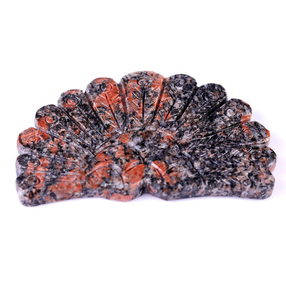 Nicedony 3.9" Orange Calcite Hand Carved Peacock Tail Wings Sculpture - View 5