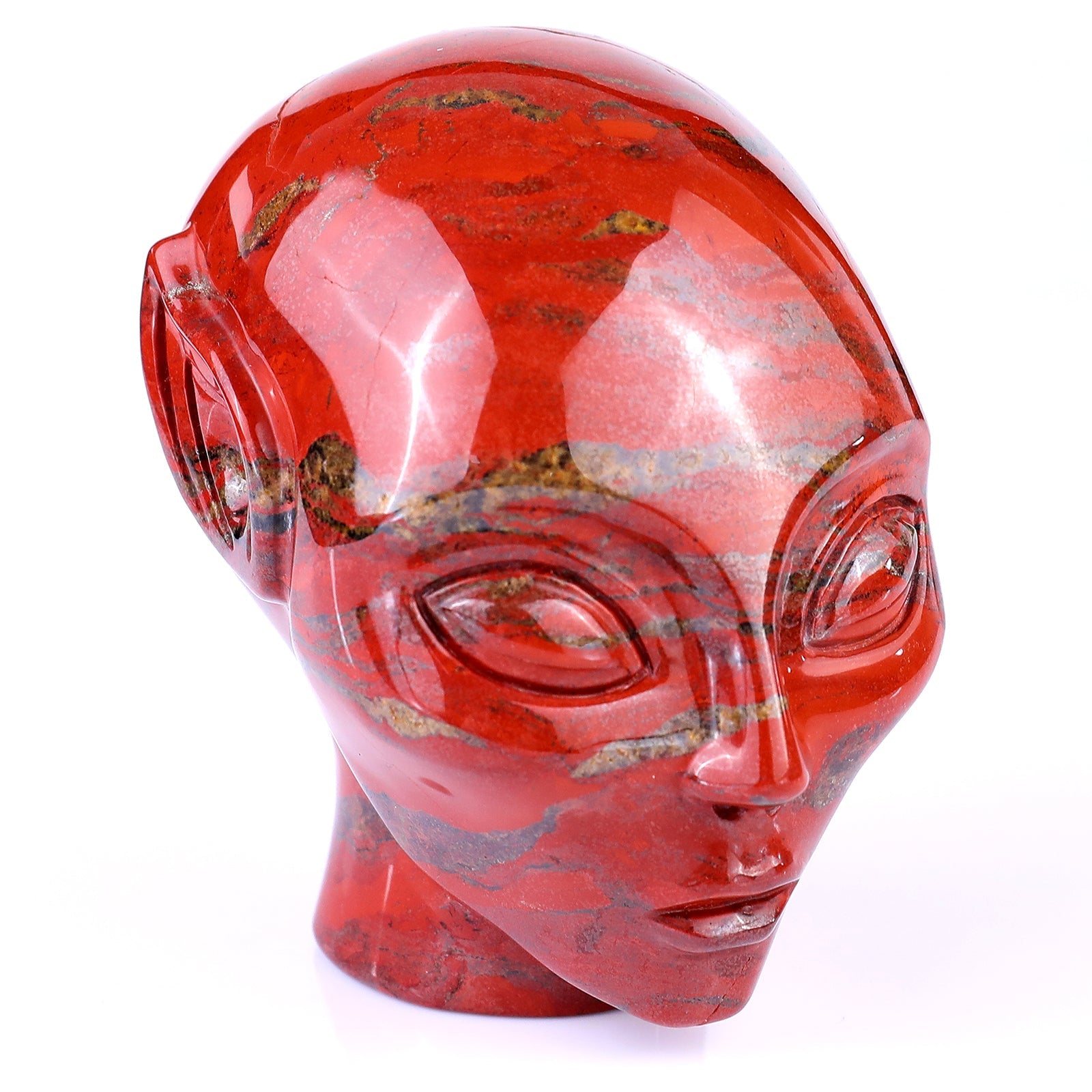 Nicedony 3.9" Red Jasper Hand Carved Crystal Elf Alien Sculpture - View 10