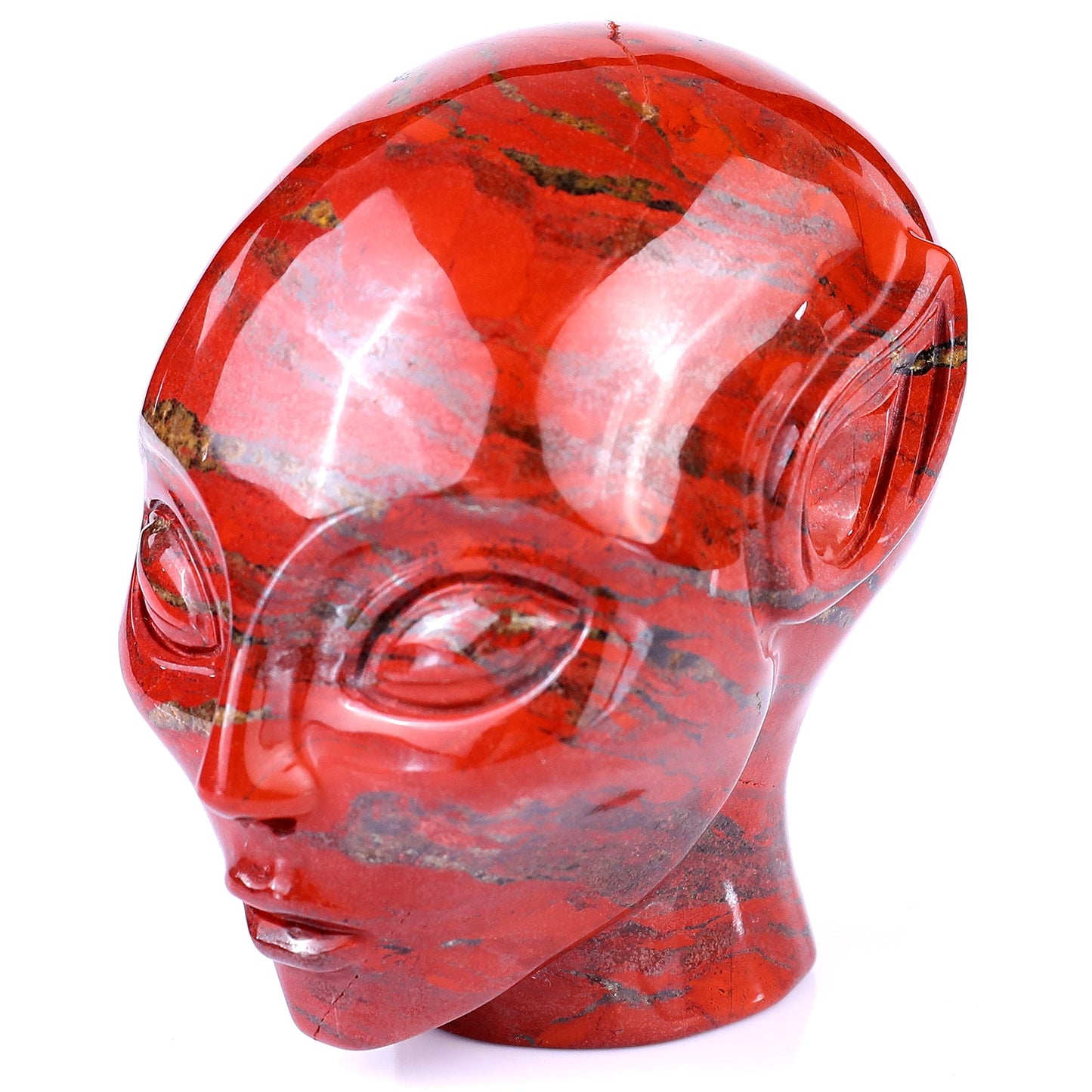 Nicedony 3.9" Red Jasper Hand Carved Crystal Elf Alien Sculpture - View 16