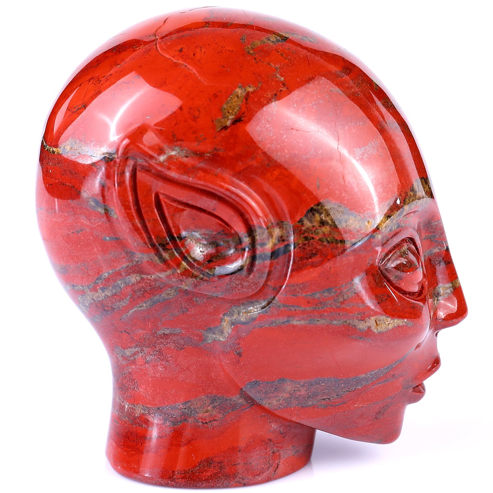 Nicedony 3.9" Red Jasper Hand Carved Crystal Elf Alien Sculpture - View 12