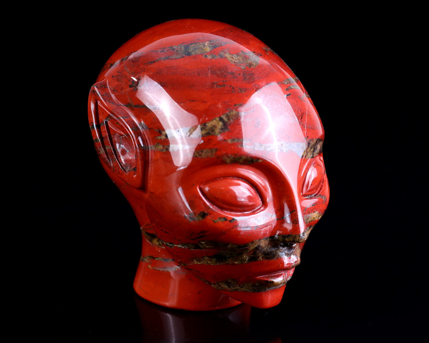 Nicedony 3.9" Red Jasper Hand Carved Crystal Elf Alien Sculpture - #5100148