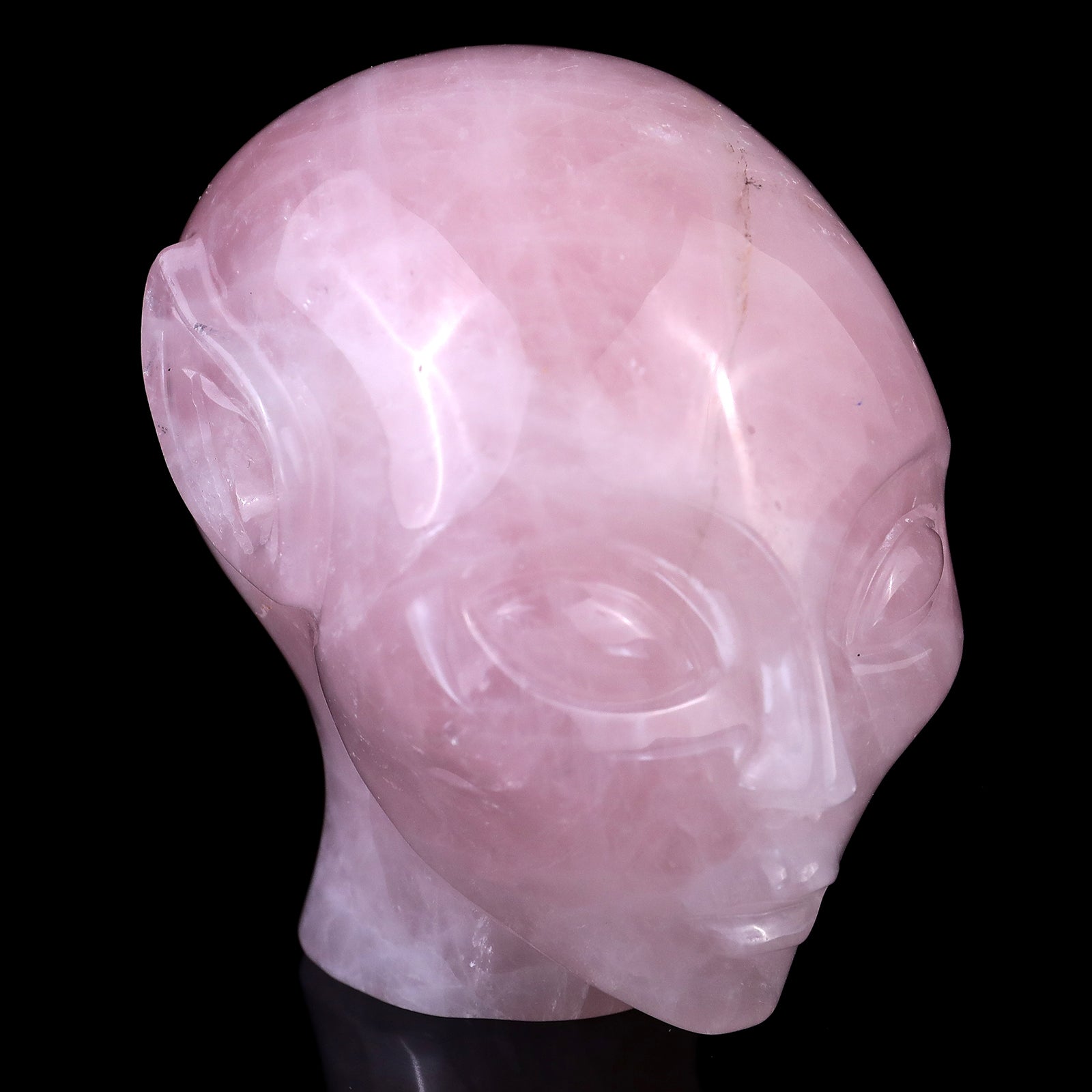 Nicedony 3.9" Rose Quartz Hand Carved Crystal Elf Alien Sculpture