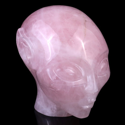 Nicedony 3.9" Rose Quartz Hand Carved Crystal Elf Alien Sculpture