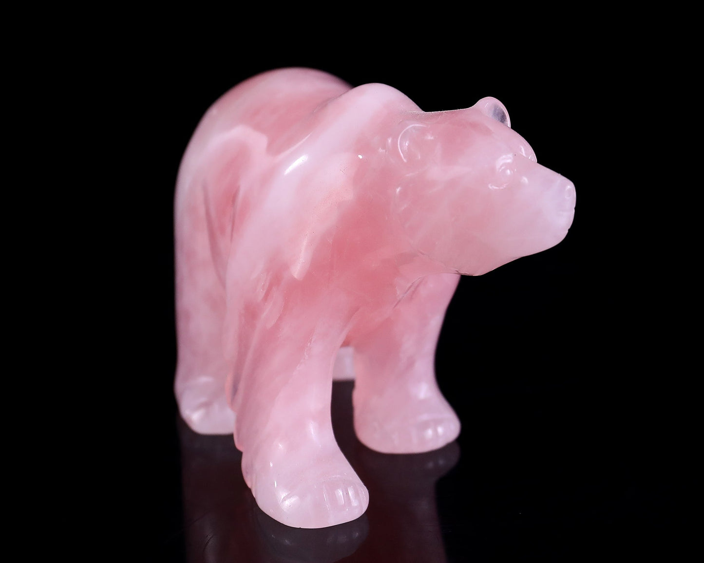 Nicedony 3.9" Rose Quartz Hand Carved Crystal Polar Bear Sculpture - View 2
