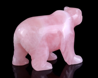 Nicedony 3.9" Rose Quartz Hand Carved Crystal Polar Bear Sculpture - View 3