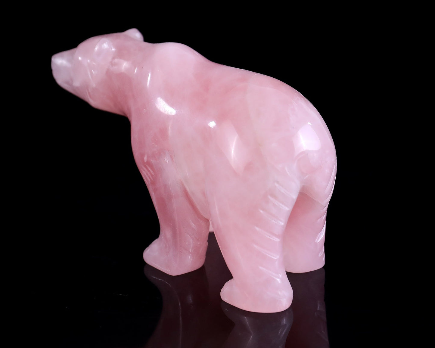 Nicedony 3.9" Rose Quartz Hand Carved Crystal Polar Bear Sculpture - View 5