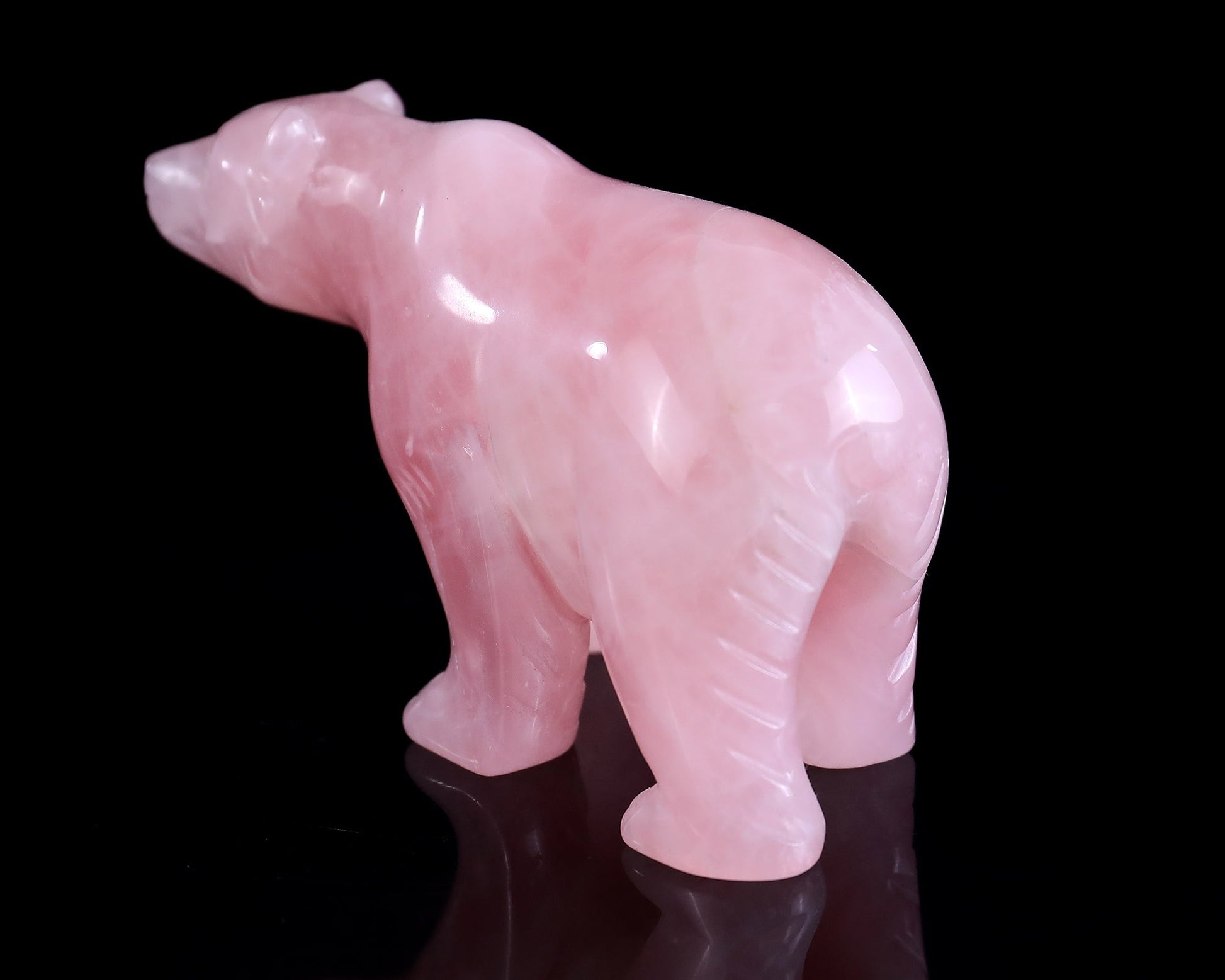 Nicedony 3.9" Rose Quartz Hand Carved Crystal Polar Bear Sculpture - View 5