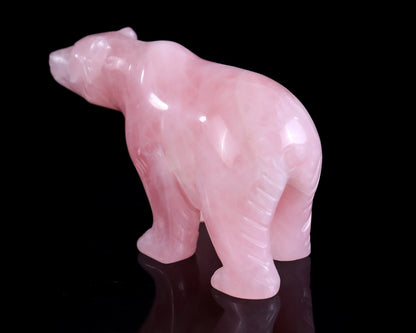 Nicedony 3.9" Rose Quartz Hand Carved Crystal Polar Bear Sculpture - View 5