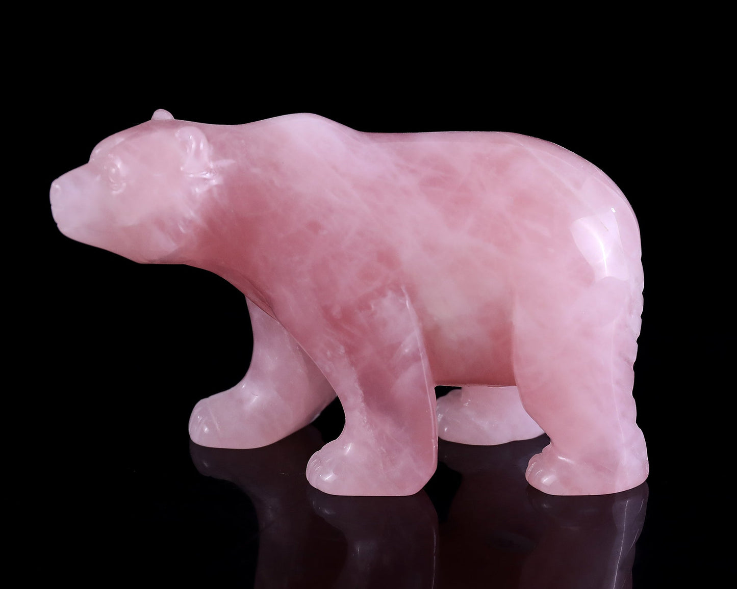 Nicedony 3.9" Rose Quartz Hand Carved Crystal Polar Bear Sculpture - View 6