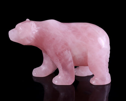 Nicedony 3.9" Rose Quartz Hand Carved Crystal Polar Bear Sculpture - View 6