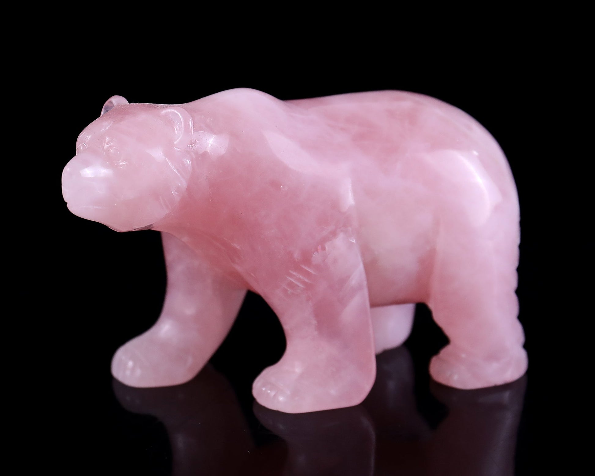 Nicedony 3.9" Rose Quartz Hand Carved Crystal Polar Bear Sculpture - View 8