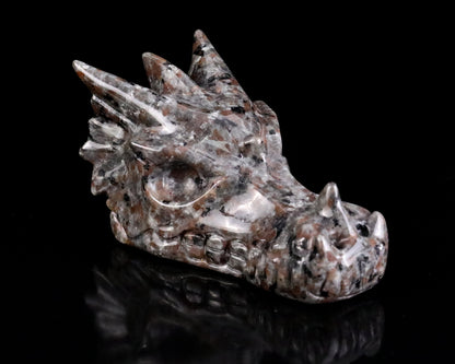 Nicedony 3.9" Yooperlite Hand Carved Crystal Dragon Skull Sculpture