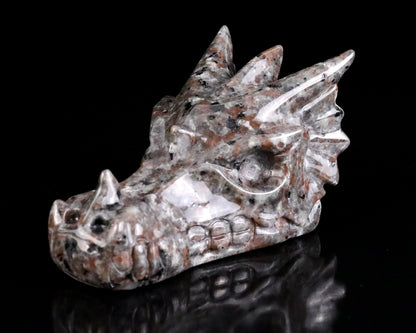 Nicedony 3.9" Yooperlite Hand Carved Crystal Dragon Skull Sculpture - View 8
