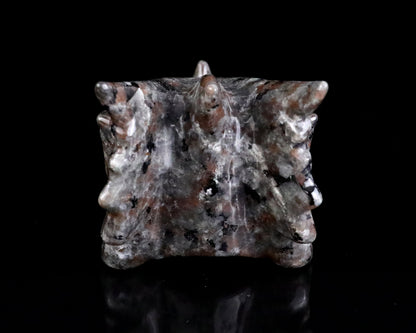 Nicedony 3.9" Yooperlite Hand Carved Crystal Dragon Skull Sculpture - View 4