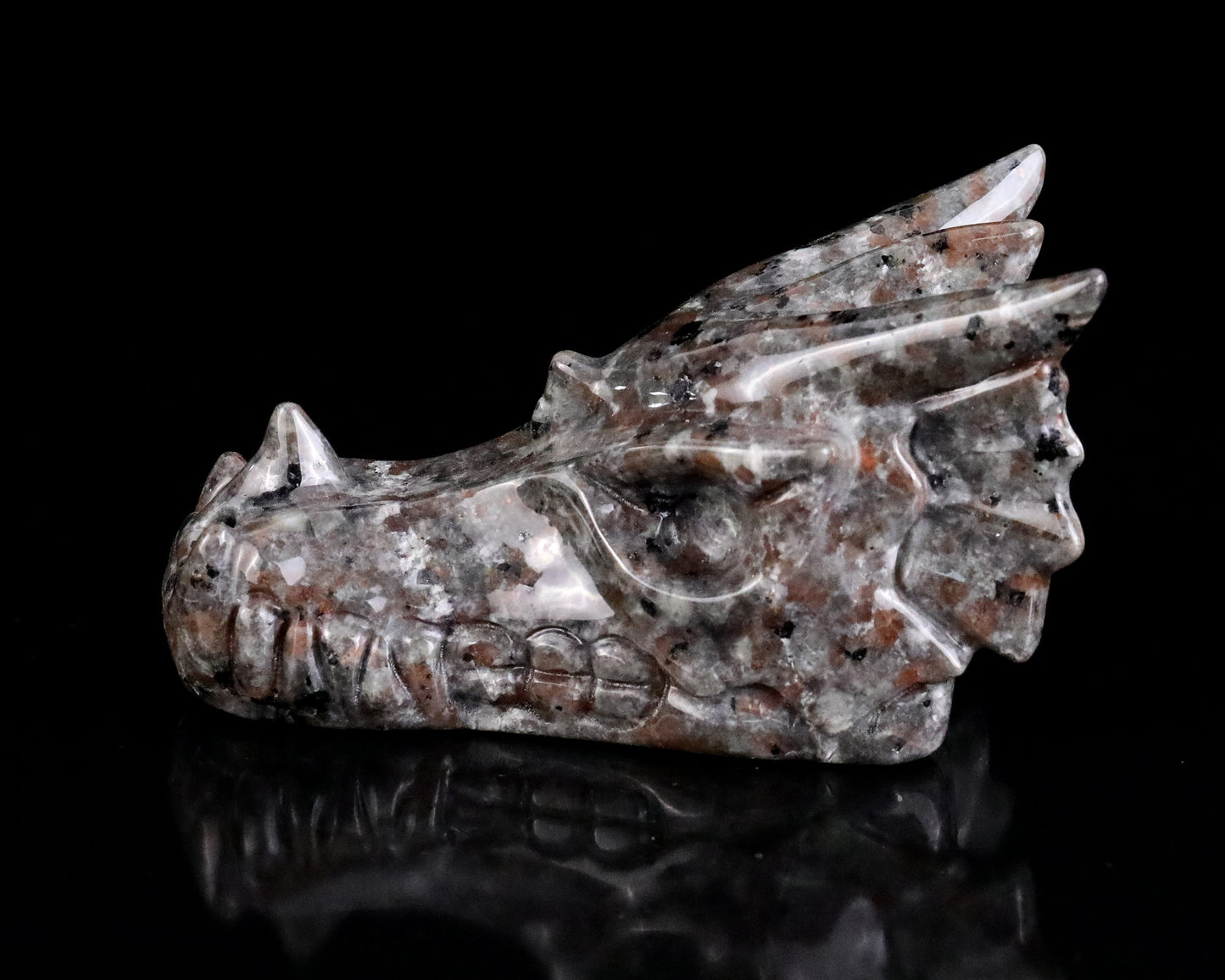Nicedony 3.9" Yooperlite Hand Carved Crystal Dragon Skull Sculpture - View 5