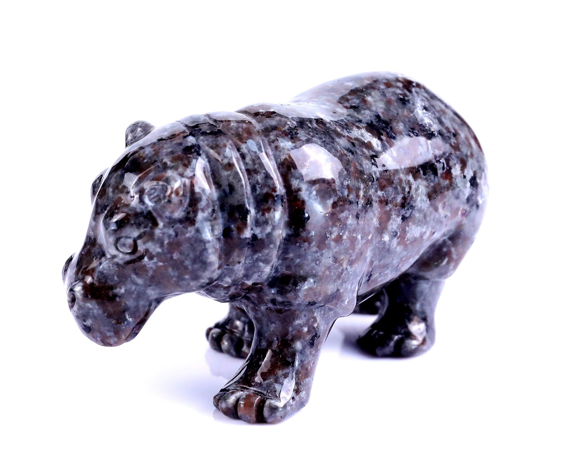 Nicedony 3.9" Yooperlite Hand Carved Crystal Hippo Sculpture - View 10