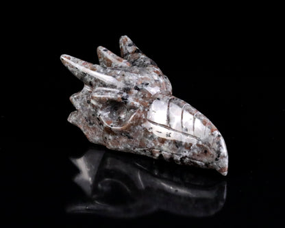Nicedony 3.9" Yooperlite Hand Carved Crystal Phoenix Skull Sculpture