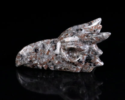 Nicedony 3.9" Yooperlite Hand Carved Crystal Phoenix Skull Sculpture - View 4