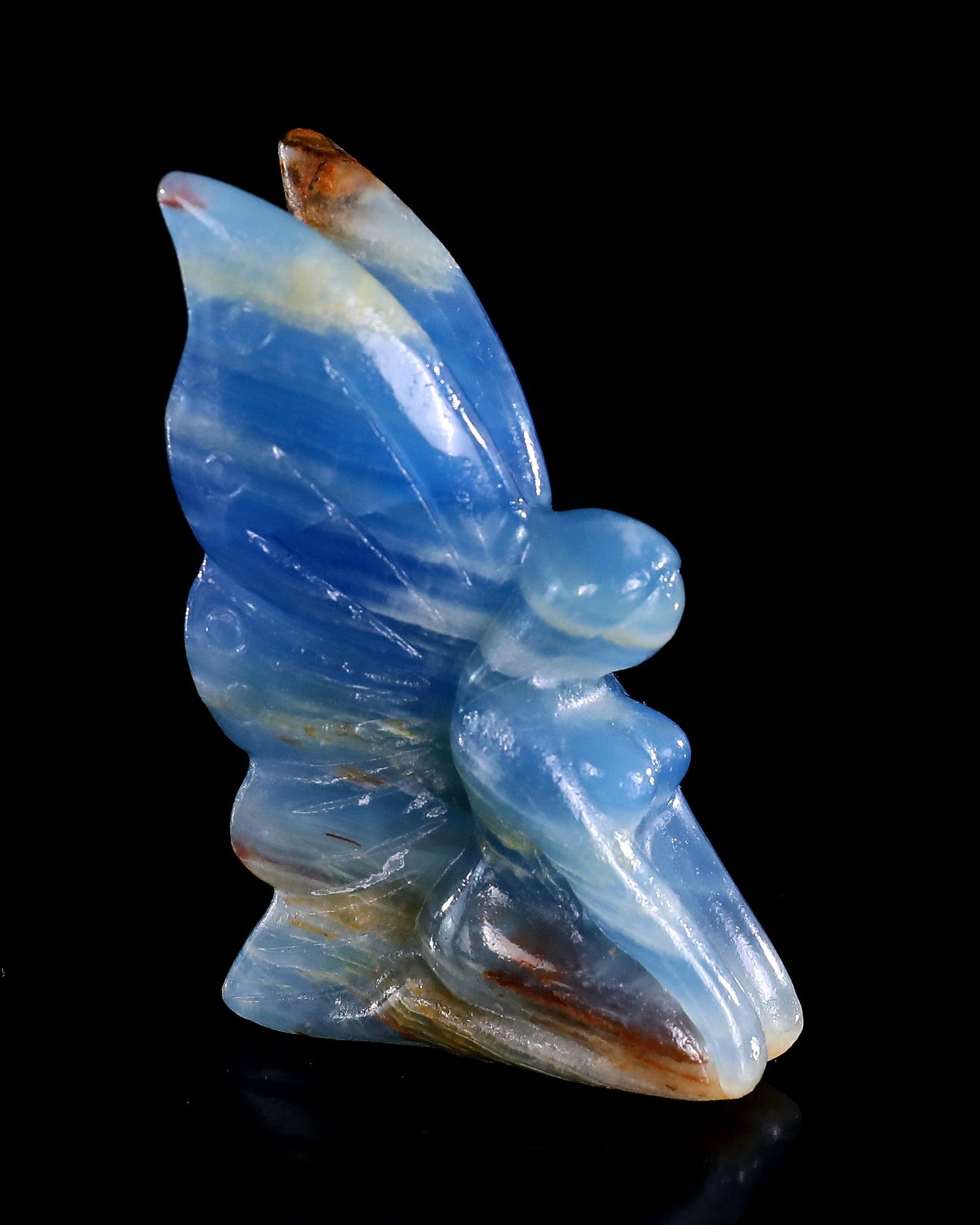 Nicedony 3" Blue Onyx Hand Carved Crystal Flower Faerie Sculpture - View 75