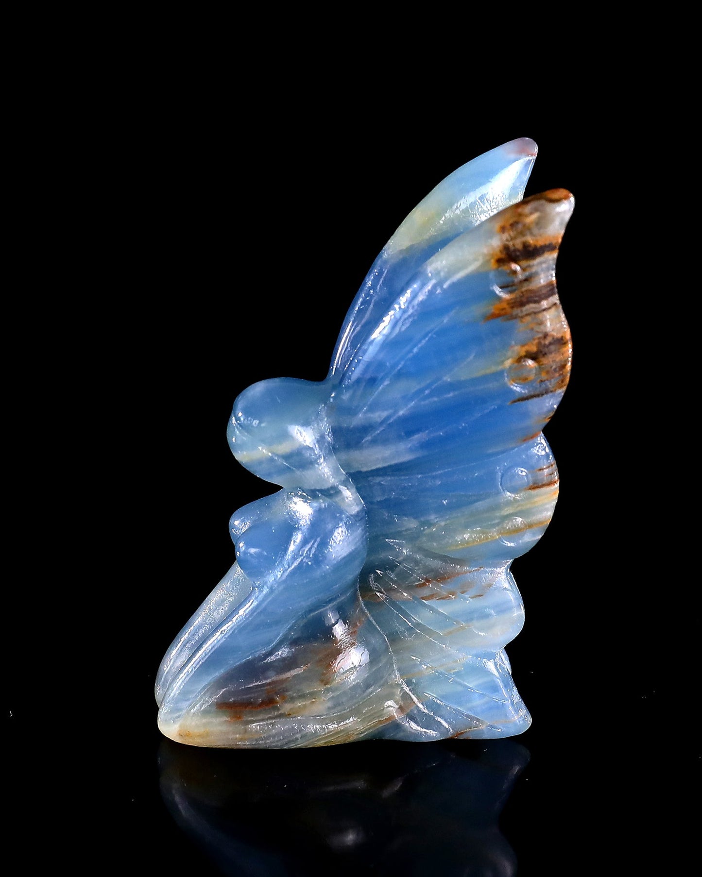 Nicedony 3" Blue Onyx Hand Carved Crystal Flower Faerie Sculpture - View 80