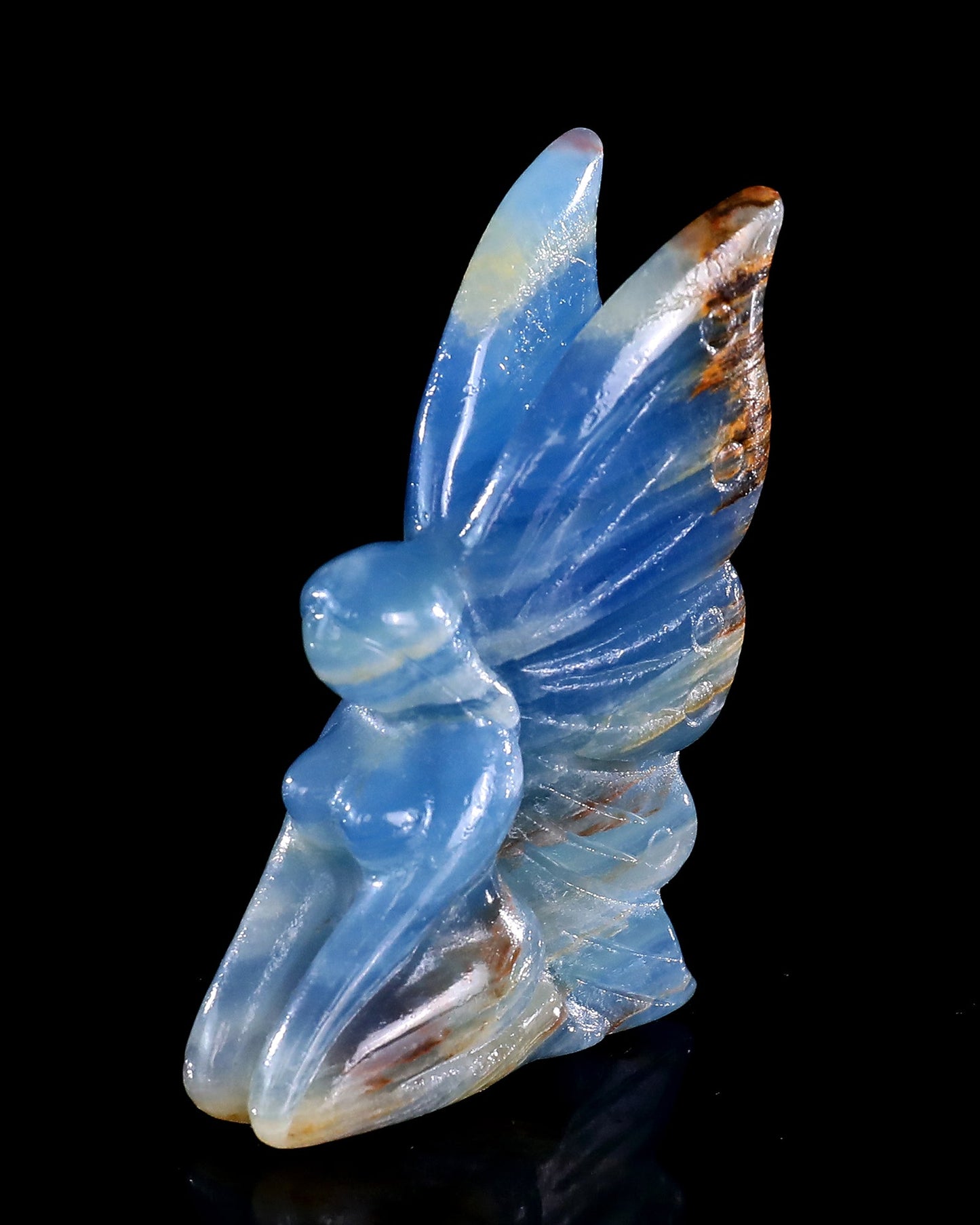 Nicedony 3" Blue Onyx Hand Carved Crystal Flower Faerie Sculpture - View 81