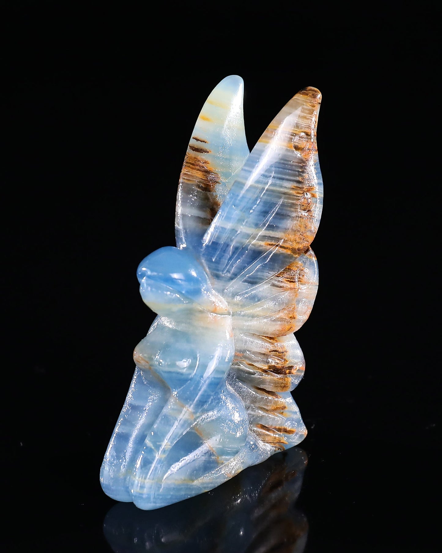 Nicedony 3" Blue Onyx Hand Carved Crystal Flower Faerie Sculpture - View 72