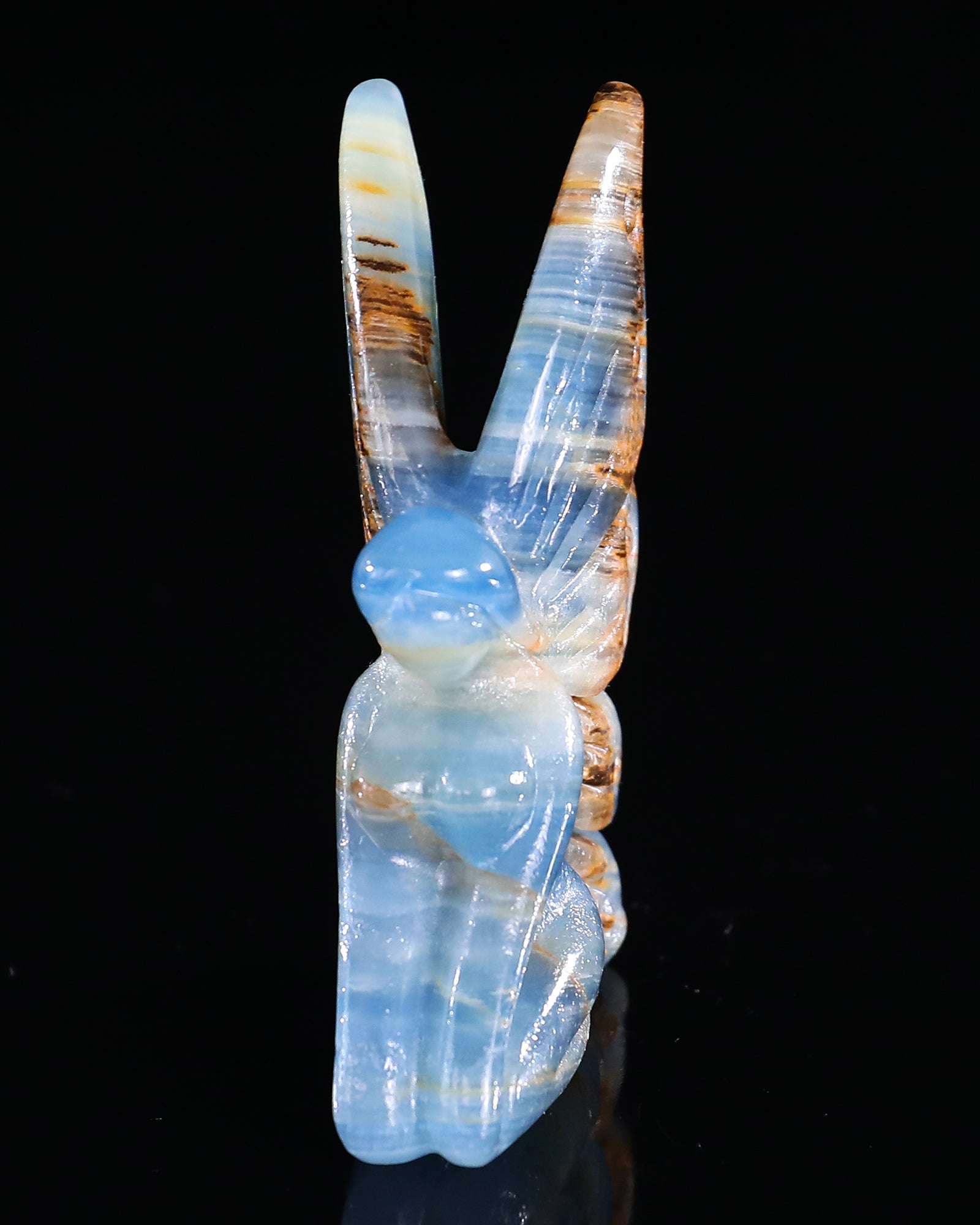 Nicedony 3" Blue Onyx Hand Carved Crystal Flower Faerie Sculpture - View 73