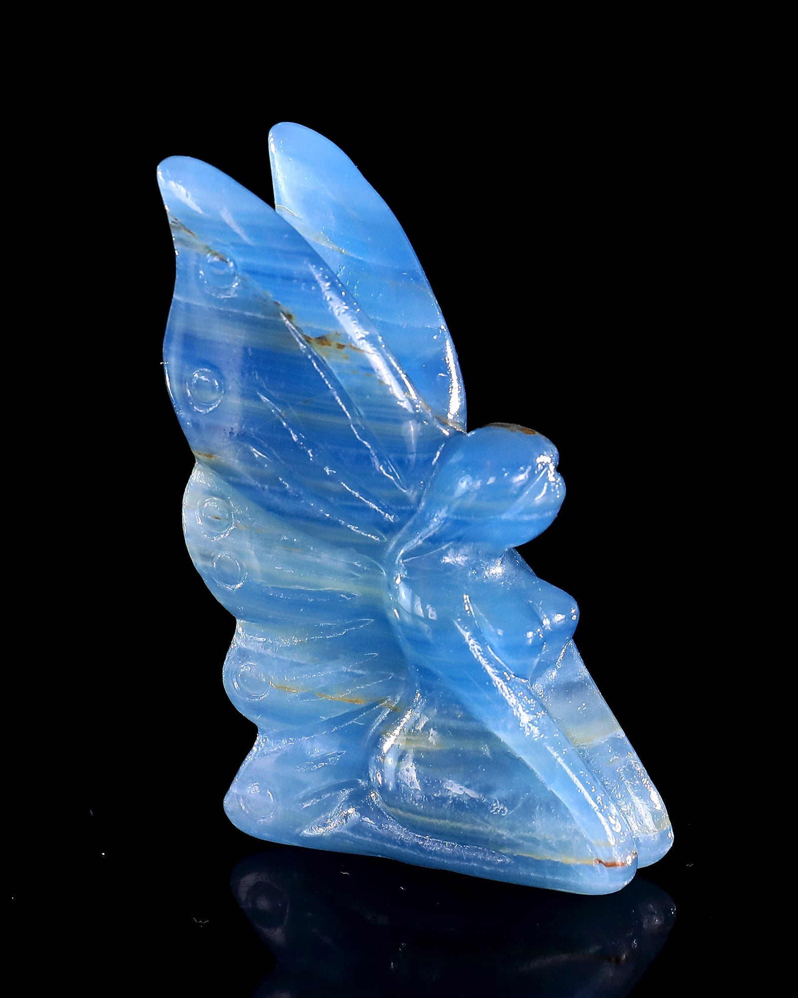 Nicedony 3" Blue Onyx Hand Carved Crystal Flower Faerie Sculpture - View 59