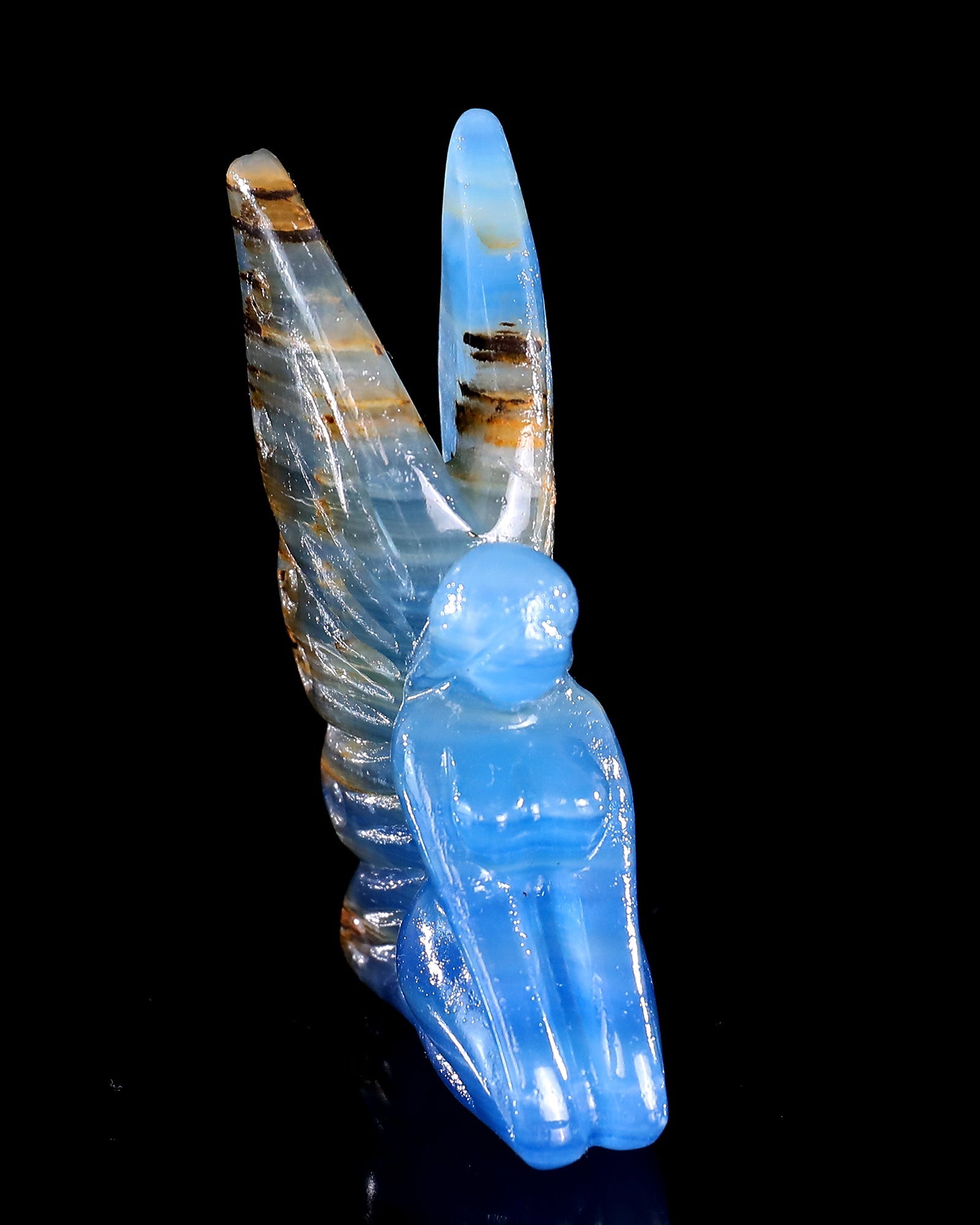 Nicedony 3" Blue Onyx Hand Carved Crystal Flower Faerie Sculpture - View 51