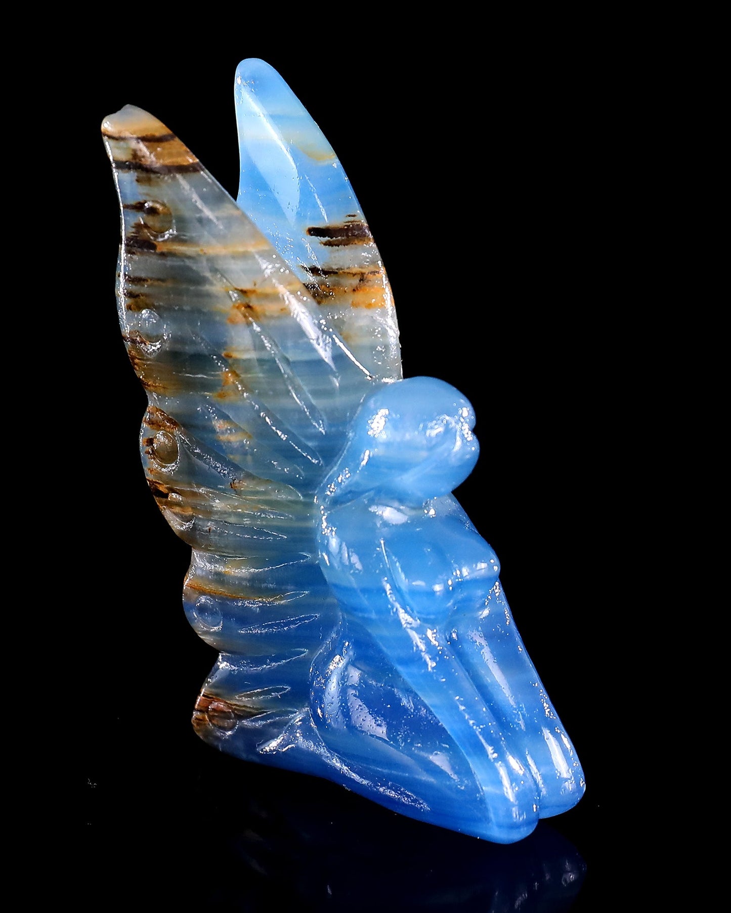 Nicedony 3" Blue Onyx Hand Carved Crystal Flower Faerie Sculpture - View 48