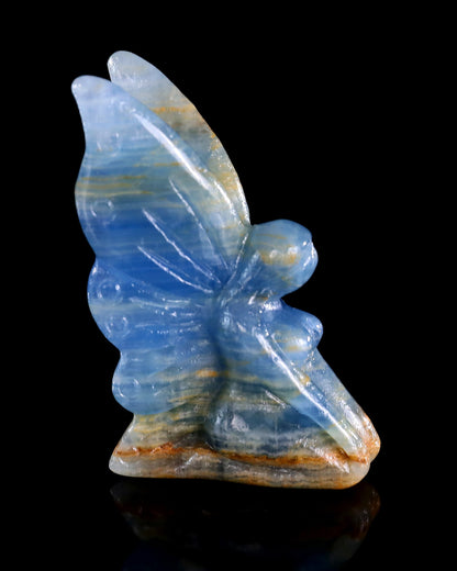Nicedony 3" Blue Onyx Hand Carved Crystal Flower Faerie Sculpture - View 84