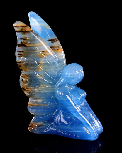 Nicedony 3" Blue Onyx Hand Carved Crystal Flower Faerie Sculpture - View 47
