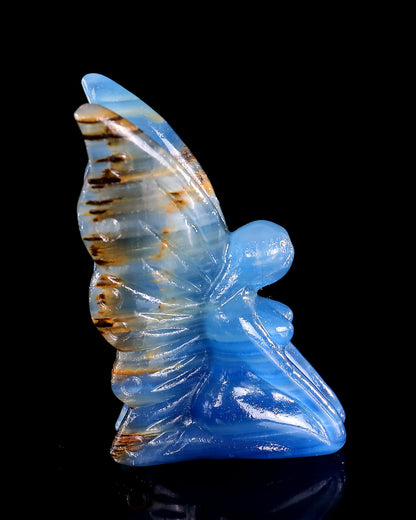 Nicedony 3" Blue Onyx Hand Carved Crystal Flower Faerie Sculpture - View 49