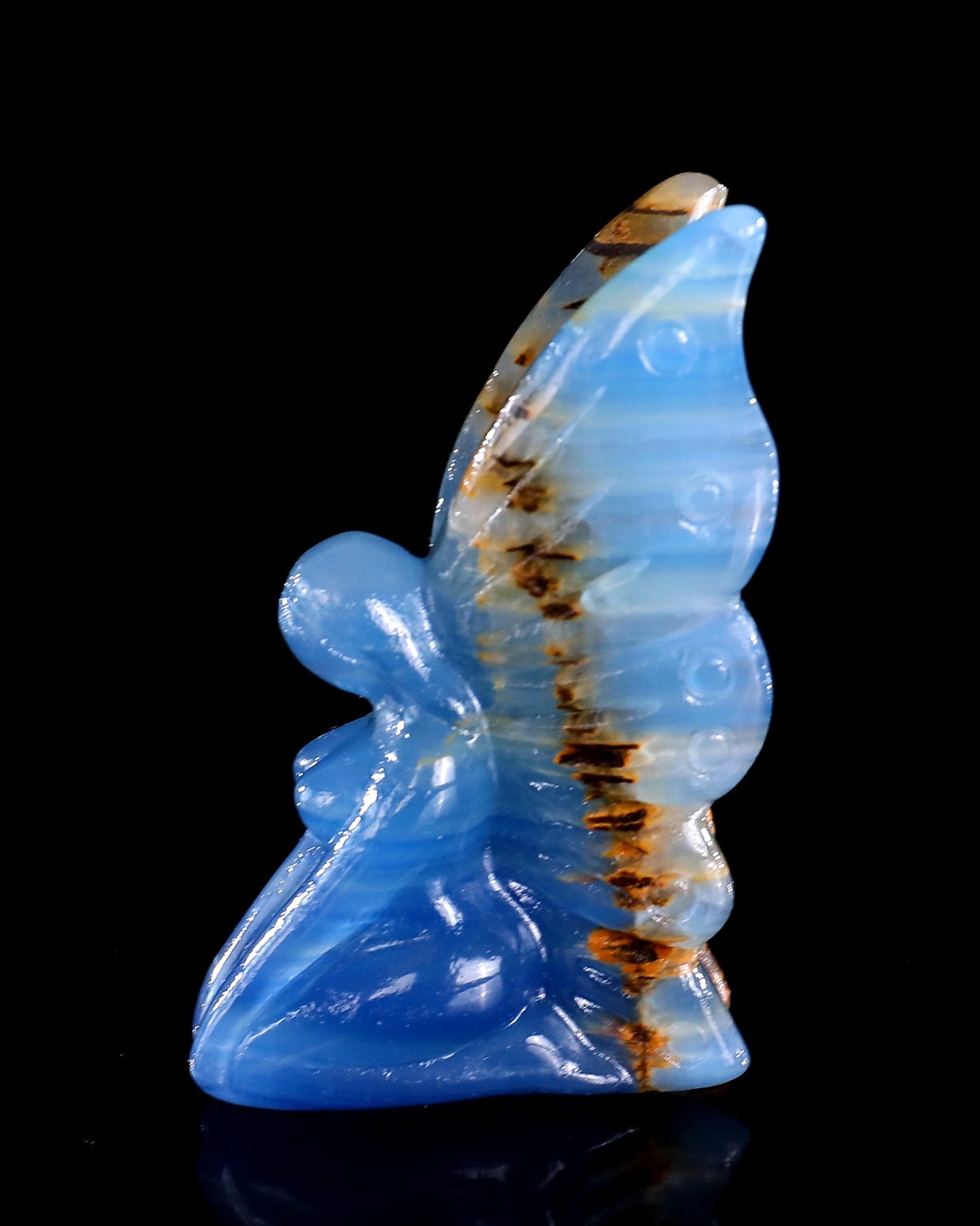 Nicedony 3" Blue Onyx Hand Carved Crystal Flower Faerie Sculpture - View 53